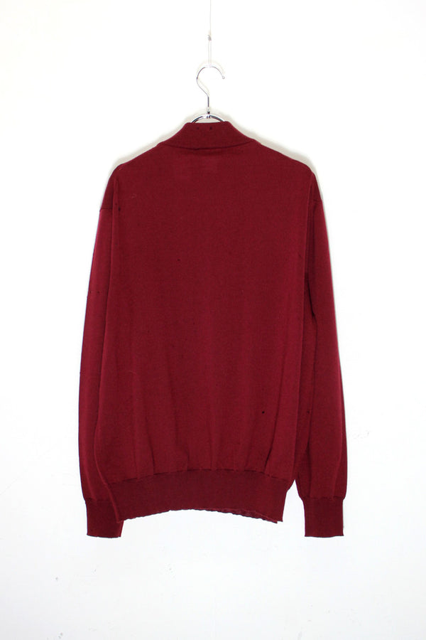 MADE IN ITALY 90'S MOCK NECK KNIT SWEATER / BURGUNDY [ SIZE: M equivalent USED ]