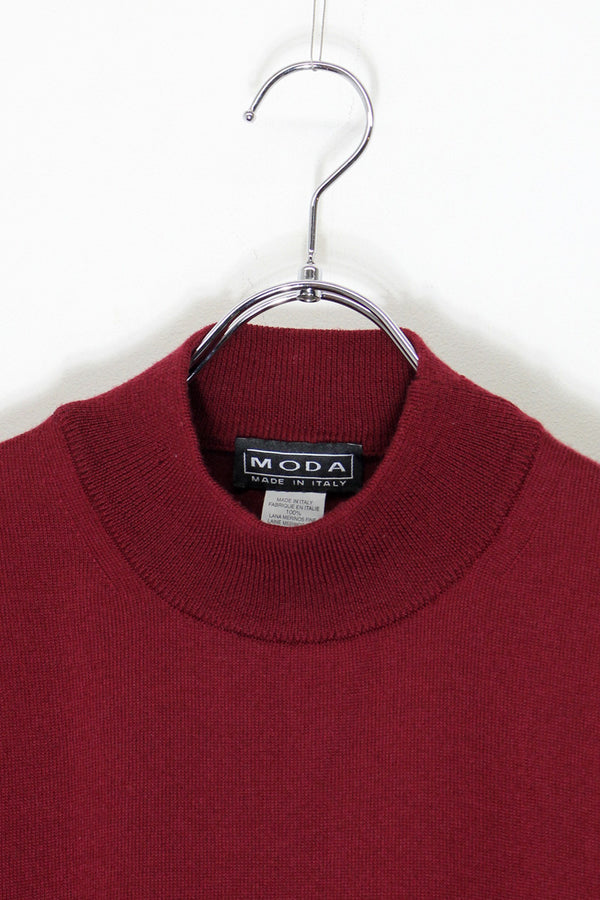 MADE IN ITALY 90'S MOCK NECK KNIT SWEATER / BURGUNDY [ SIZE: M equivalent USED ]