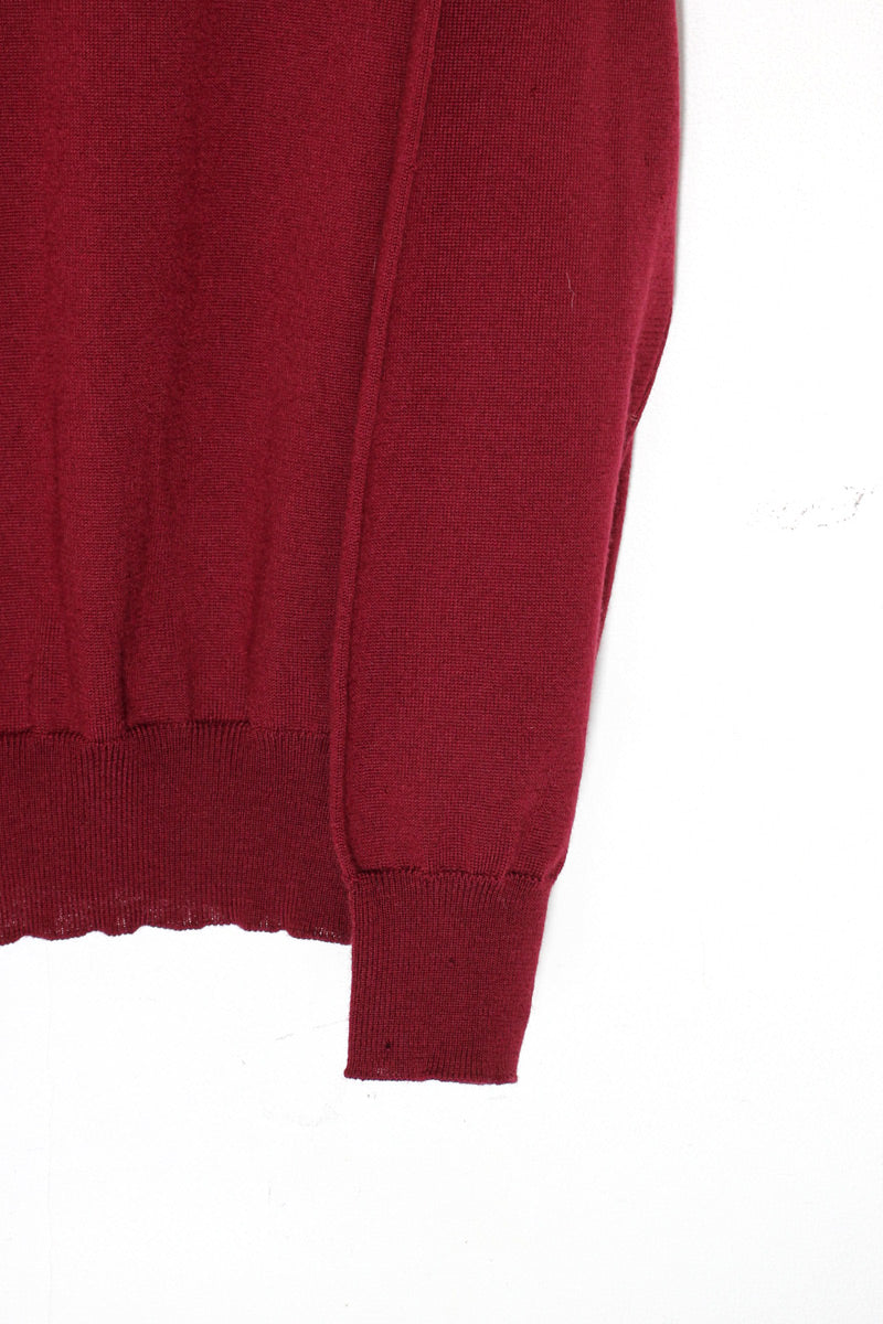 MADE IN ITALY 90'S MOCK NECK KNIT SWEATER / BURGUNDY [ SIZE: M equivalent USED ]