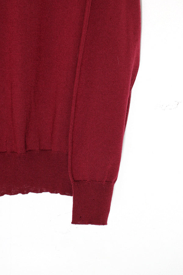 MADE IN ITALY 90'S MOCK NECK KNIT SWEATER / BURGUNDY [ SIZE: M equivalent USED ]