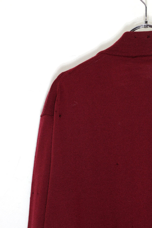 MADE IN ITALY 90'S MOCK NECK KNIT SWEATER / BURGUNDY [ SIZE: M equivalent USED ]