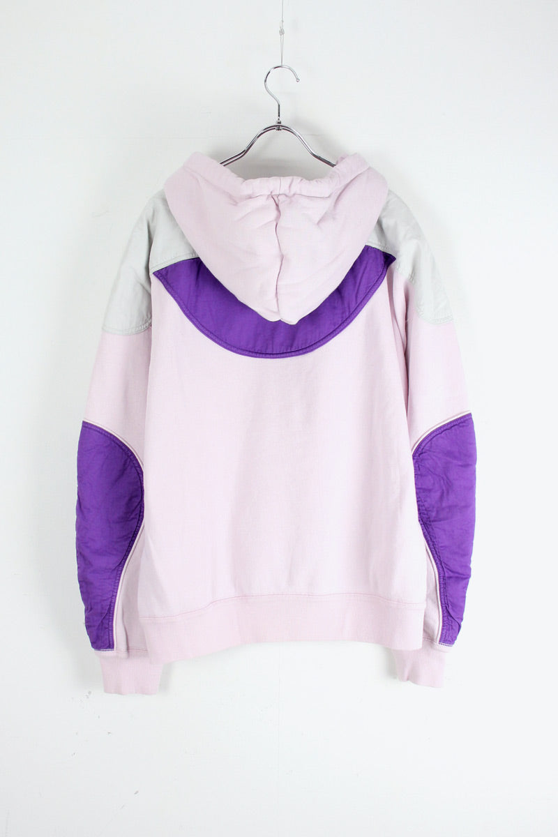 HALF ZIP DESIGN SWEAT HOODIE / PINK / PURPLE [SIZE: XL USED]