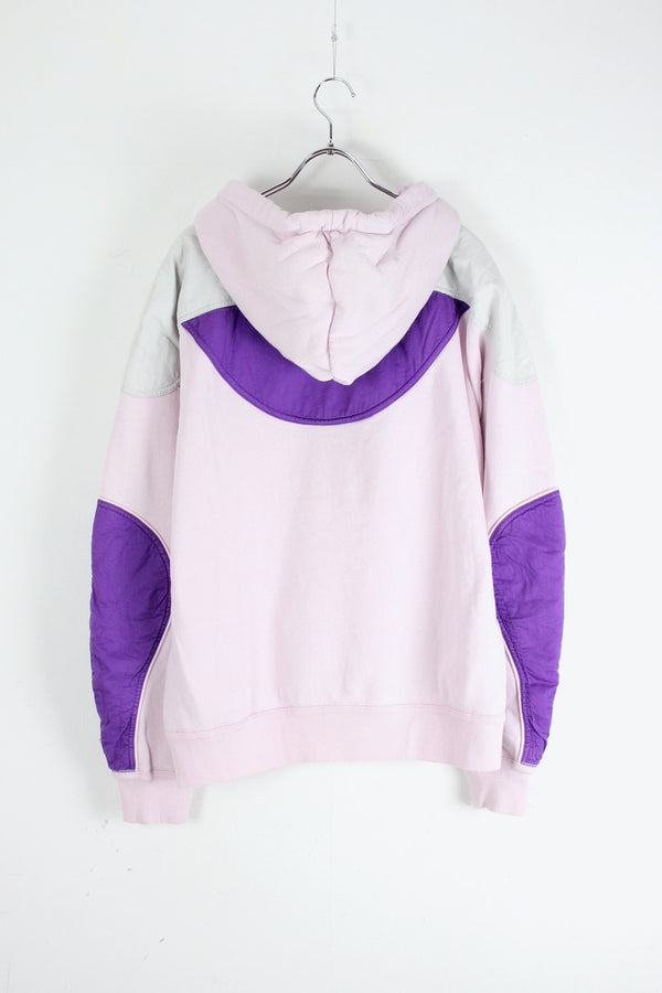 HALF ZIP DESIGN SWEAT HOODIE / PINK / PURPLE [SIZE: XL USED]