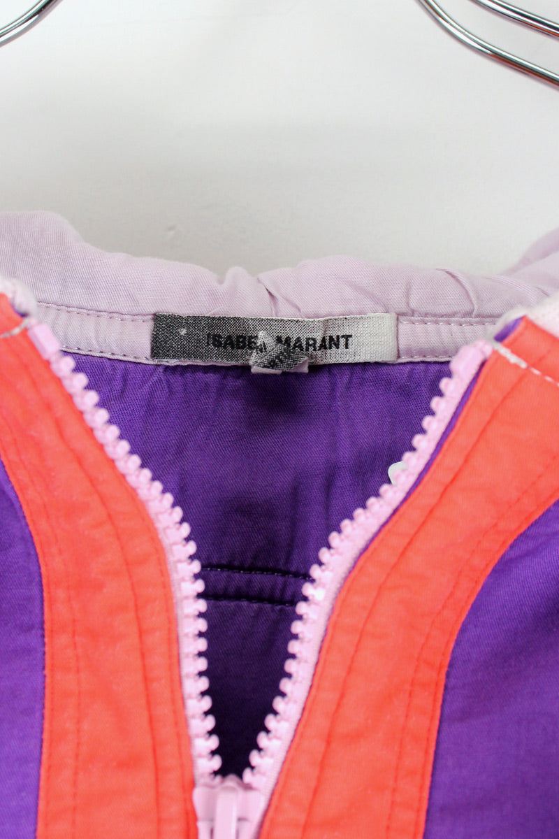 HALF ZIP DESIGN SWEAT HOODIE / PINK / PURPLE [SIZE: XL USED]