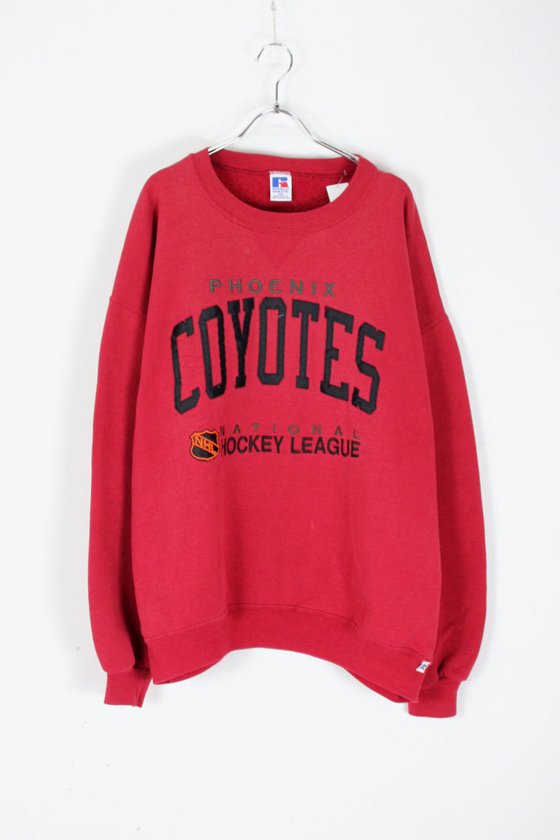 MADE IN USA 90'S ARIZONA COYOTES SWEAT SHIRT / WINE RED [SIZE: XXL USED]