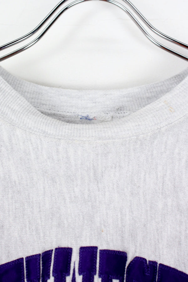 MADE IN USA 90'S NORTHWESTERN COLLEGE REVERSE WEAVE SWEATSHIRT / GREY [SIZE: L equivalent USED]