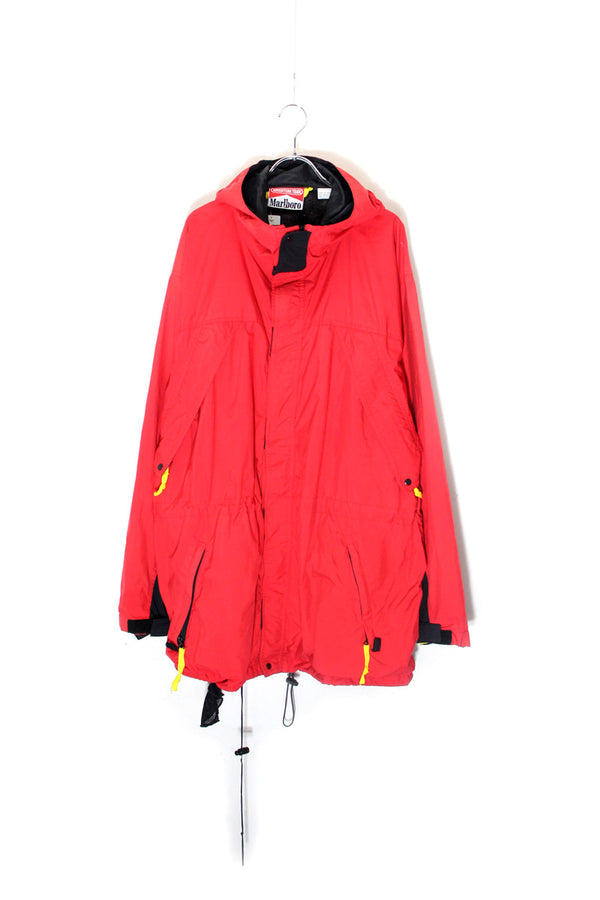 90'S ZIP UP NYLON MOUNTAIN PARKA / RED / BLACK [ SIZE: L USED ]