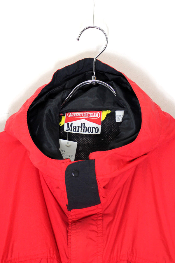 90'S ZIP UP NYLON MOUNTAIN PARKA / RED / BLACK [ SIZE: L USED ]