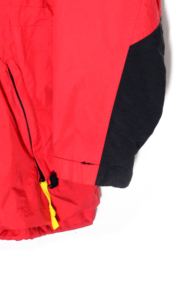 90'S ZIP UP NYLON MOUNTAIN PARKA / RED / BLACK [ SIZE: L USED ]