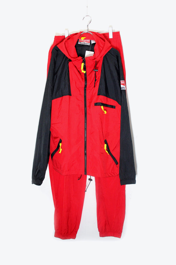 90'S NYLON JACKET & PANTS SET UP / RED / BLACK [DEADSTOCK / NOS]