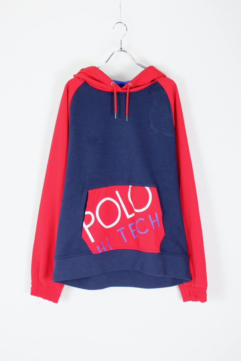 POLO HI TECH SWEAT HOODIE / RED / NAVY [SIZE: L USED]