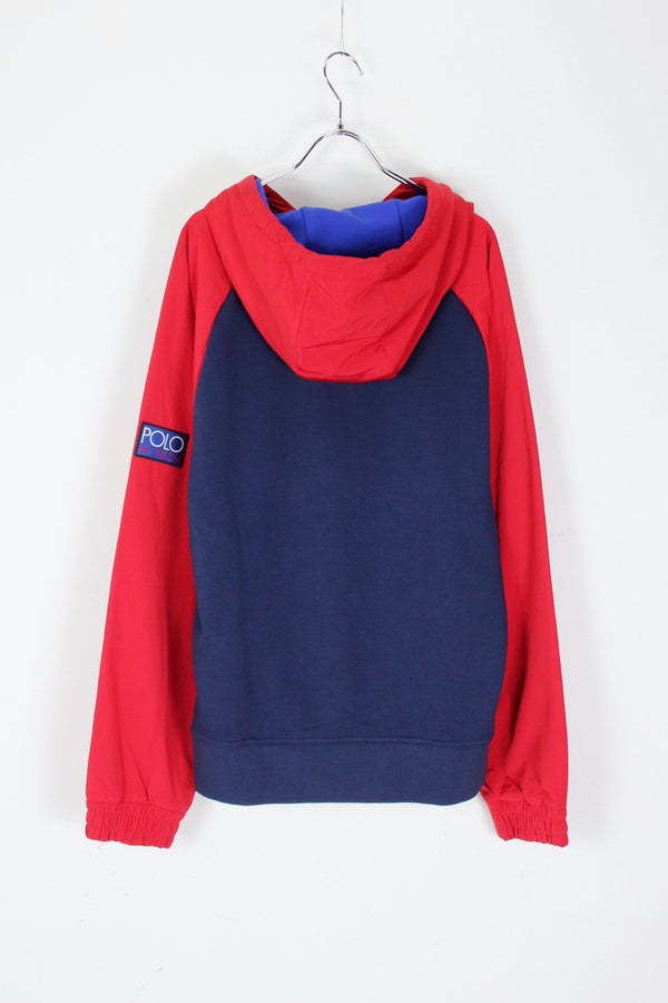 POLO HI TECH SWEAT HOODIE / RED / NAVY [SIZE: L USED]