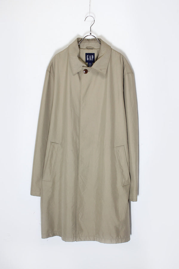 Y2K EARLY 00'S NYLON BALMACAAN COAT / BEIGE [SIZE: L USED]