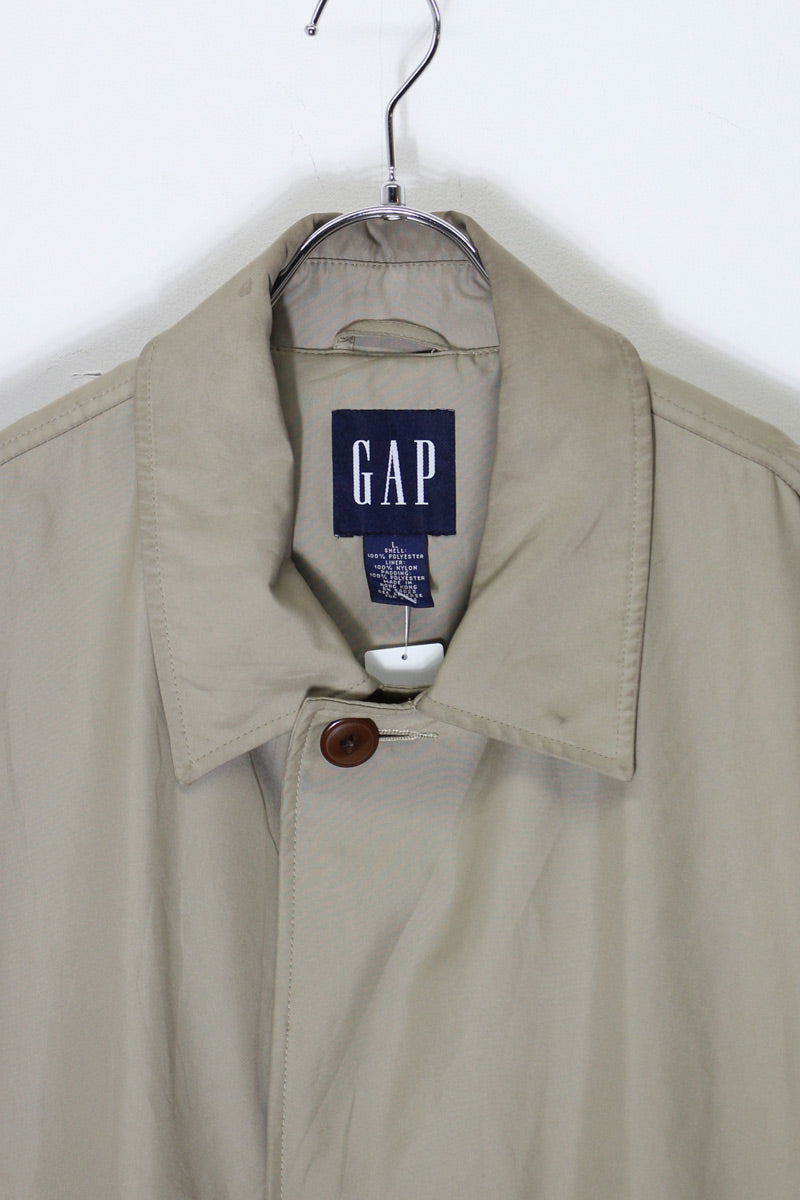 Y2K EARLY 00'S NYLON BALMACAAN COAT / BEIGE [SIZE: L USED]
