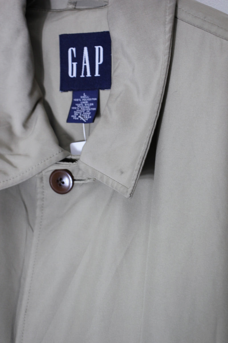 Y2K EARLY 00'S NYLON BALMACAAN COAT / BEIGE [SIZE: L USED]