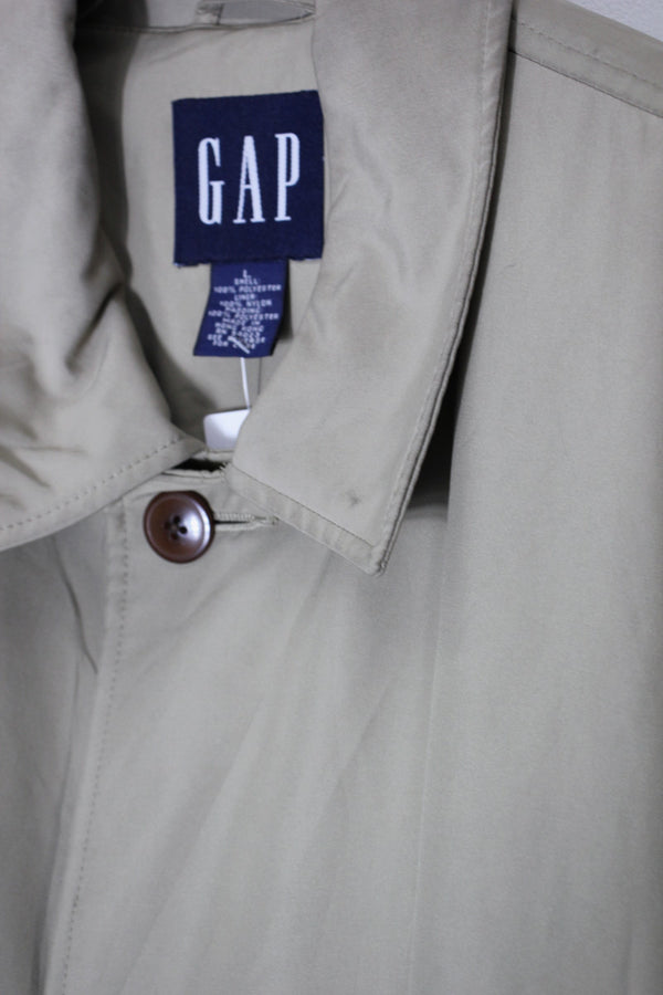 Y2K EARLY 00'S NYLON BALMACAAN COAT / BEIGE [SIZE: L USED]