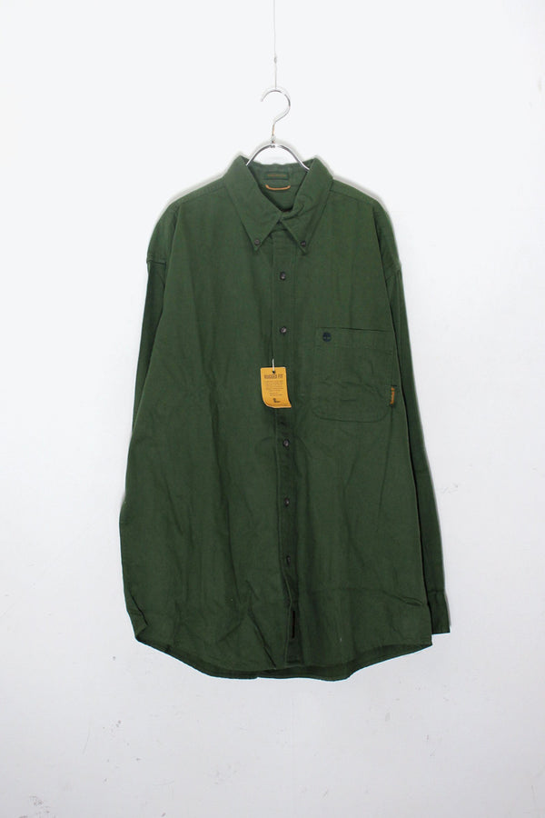 90'S L/S BD SHIRT DEADSTOCK / GREEN［ SIZE: L USED ]