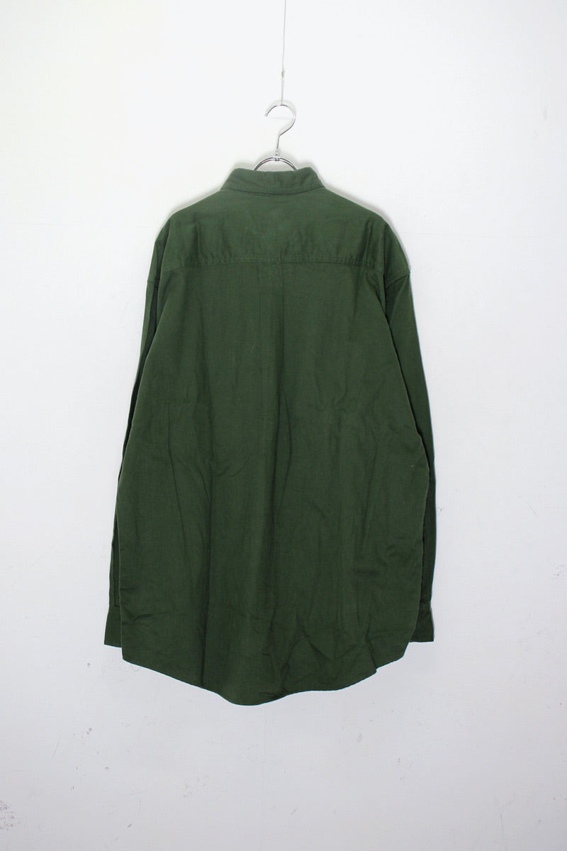 90'S L/S BD SHIRT DEADSTOCK / GREEN［ SIZE: L USED ]
