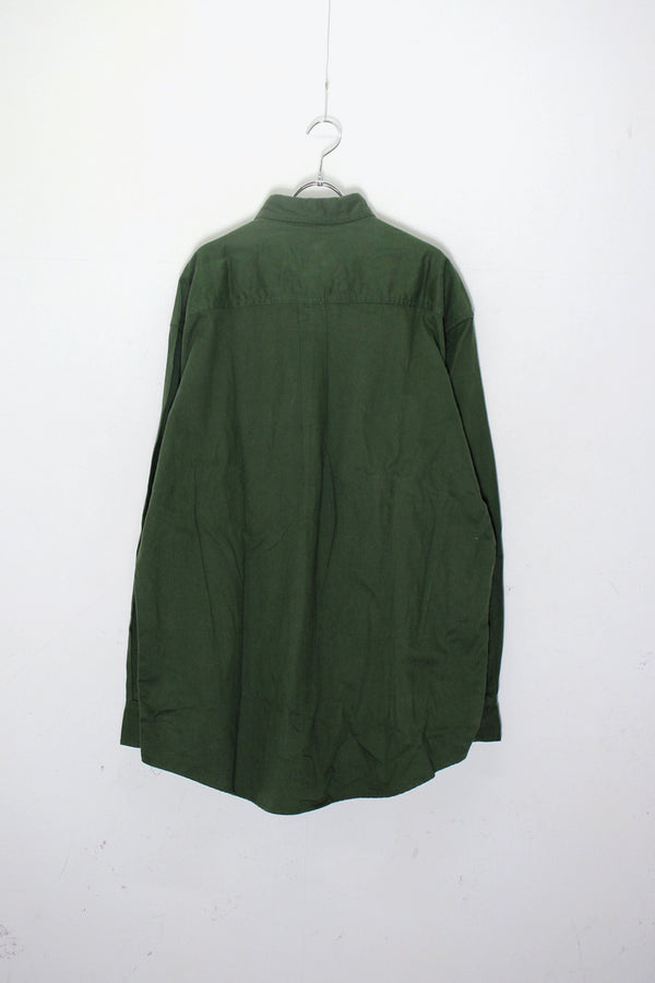 90'S L/S BD SHIRT DEADSTOCK / GREEN［ SIZE: L USED ]