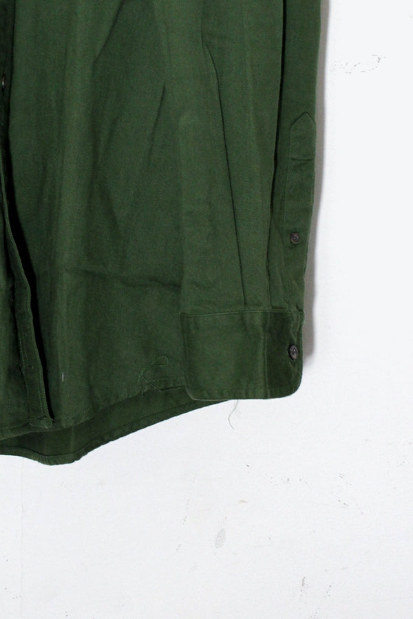 90'S L/S BD SHIRT DEADSTOCK / GREEN［ SIZE: L USED ]