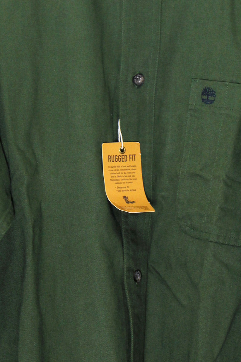 90'S L/S BD SHIRT DEADSTOCK / GREEN［ SIZE: L USED ]
