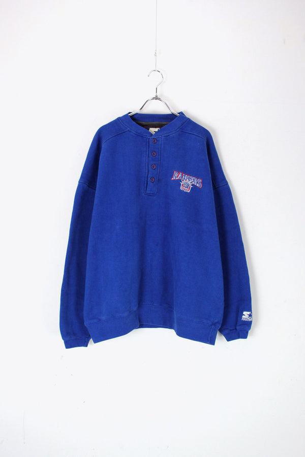 90'S RANGERS HENRY NECK SWEAT SHIRT / BLUE [SIZE: XL USED]