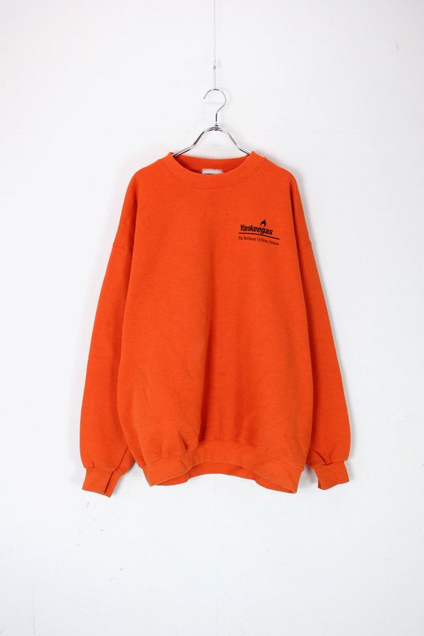 MADE IN USA 90'S YANKEE GAS SWEATSHIRT / ORANGE [SIZE: XL USED]