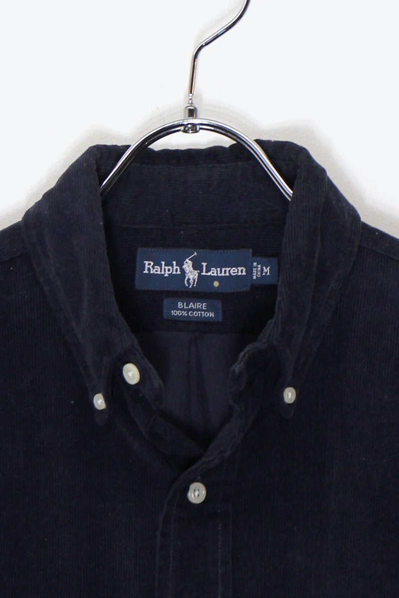 90'S L/S B.D CORDUROY SHIRT / NAVY［ SIZE: M USED ]