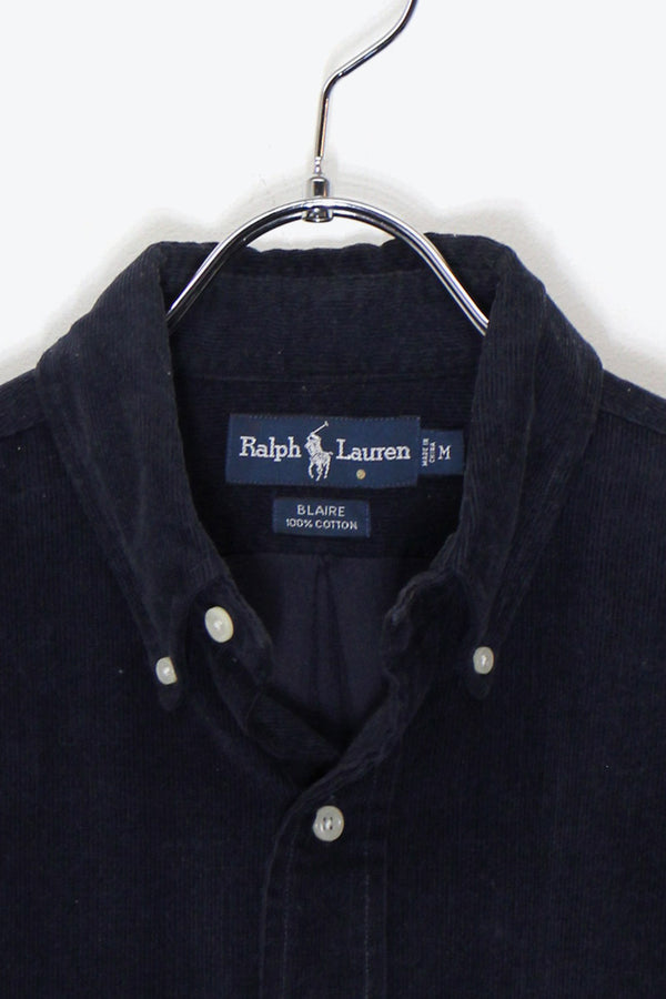 90'S L/S B.D CORDUROY SHIRT / NAVY［ SIZE: M USED ]