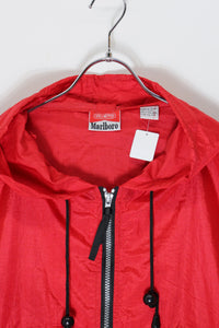 90'S PACKABLE NYLON HOODIE JACKET / RED [SIZE: XXL USED]