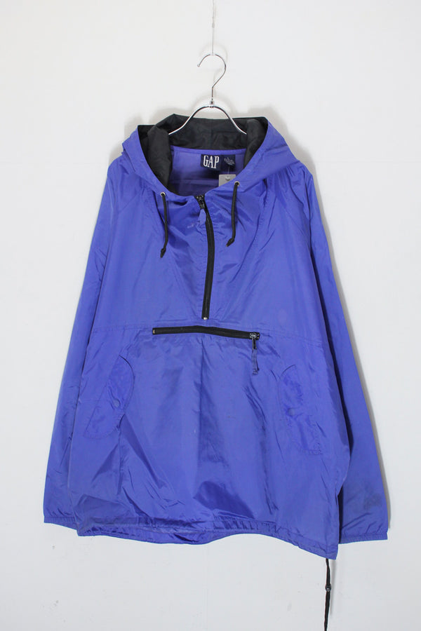88-90'S HALF-ZIP PULLOVER NYLON HOODIE JACKET / PURPLE [SIZE: L USED]
