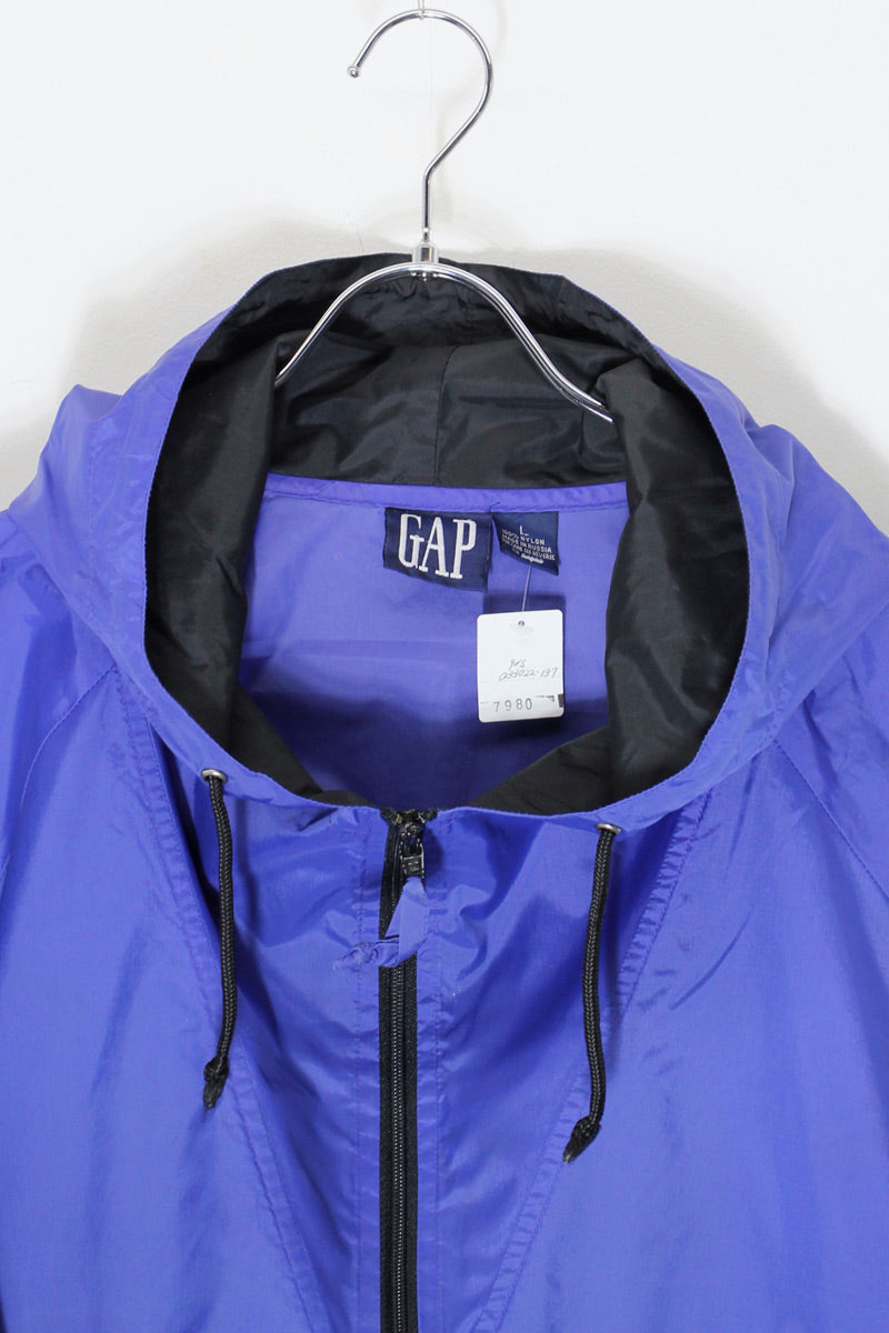 88-90'S HALF-ZIP PULLOVER NYLON HOODIE JACKET / PURPLE [SIZE: L USED]