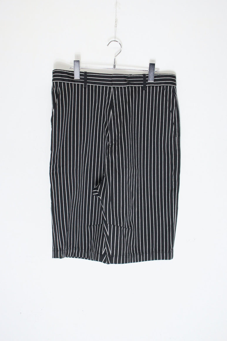 MADE IN USA WOOL COTTON STRIPE SHORTS / BLACK/WHITE [SIZE: 32 USED]