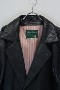 90'S LEATHER TAILORED JACKET / BLACK［ SIZE: L USED ]
