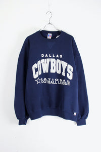 MADE IN USA 90'S DALLAS COWBOYS SWEAT SHIRT / NAVY [SIZE: L USED]