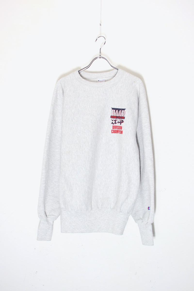 MADE IN USA 90'S HOOP PRINT REVERSE WEAVE SWEATSHIRT / GRAY [ SIZE:L USED ]