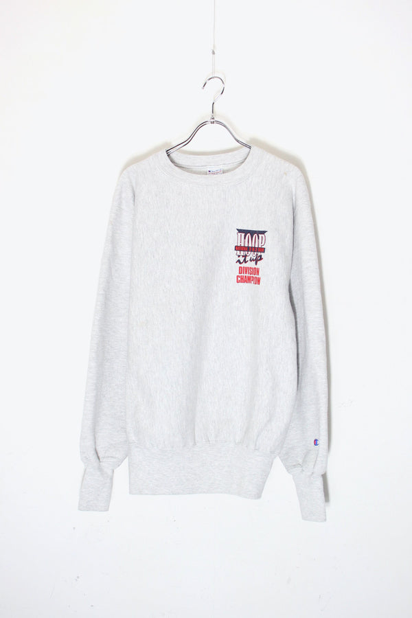 MADE IN USA 90'S HOOP PRINT REVERSE WEAVE SWEATSHIRT / GRAY [ SIZE:L USED ]