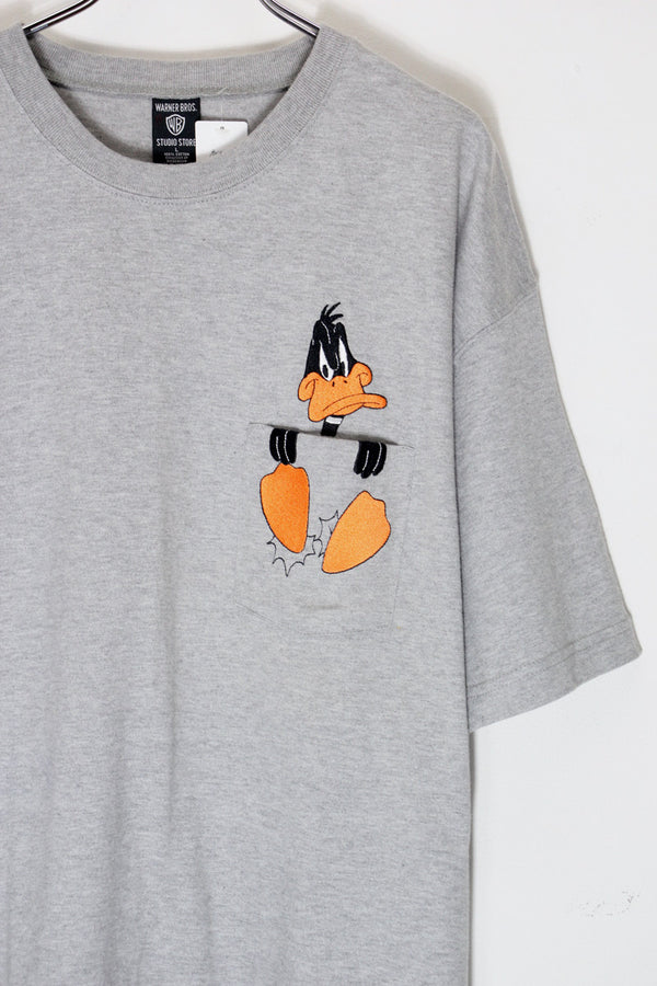 MADE IN USA 80'S ARMY PRINT T-SHIRT / GREY [SIZE: L DEADSTOCK/NOS]