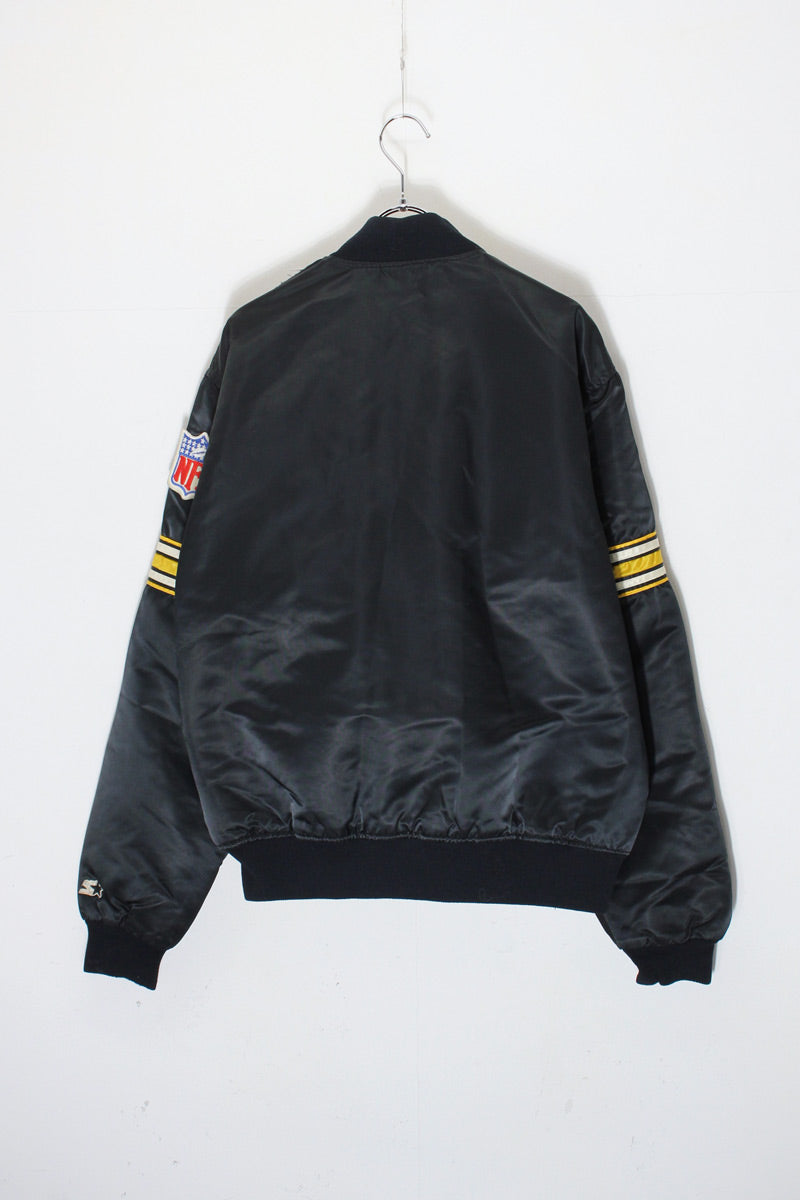 MADE IN USA 90'S NFL PITTSBURGH STEELERS NYLON STADIUM JACKET / BLACK [SIZE: L USED]