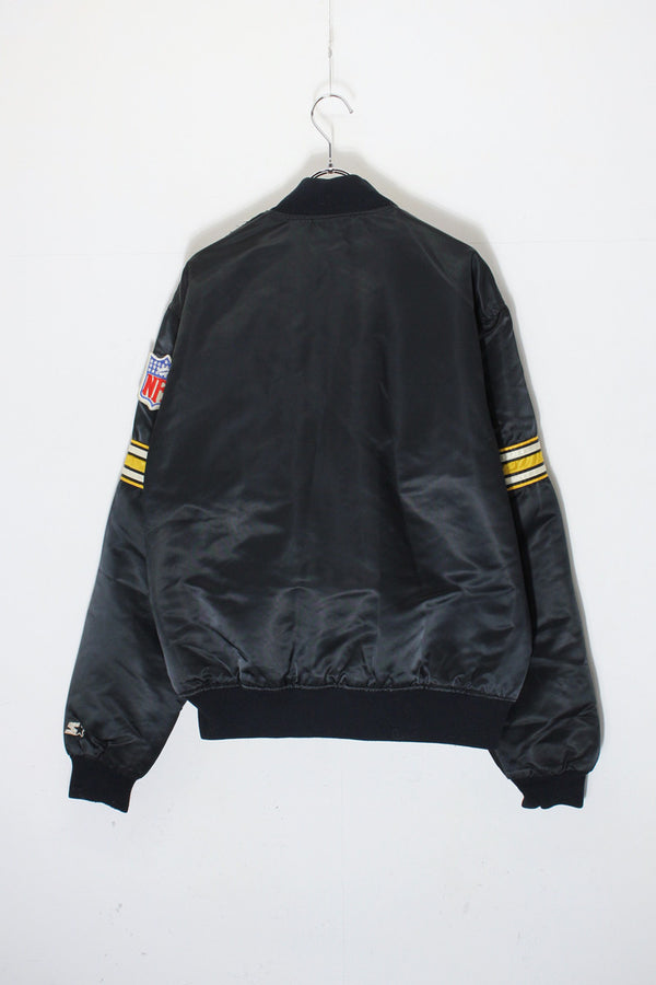 MADE IN USA 90'S NFL PITTSBURGH STEELERS NYLON STADIUM JACKET / BLACK [SIZE: L USED]