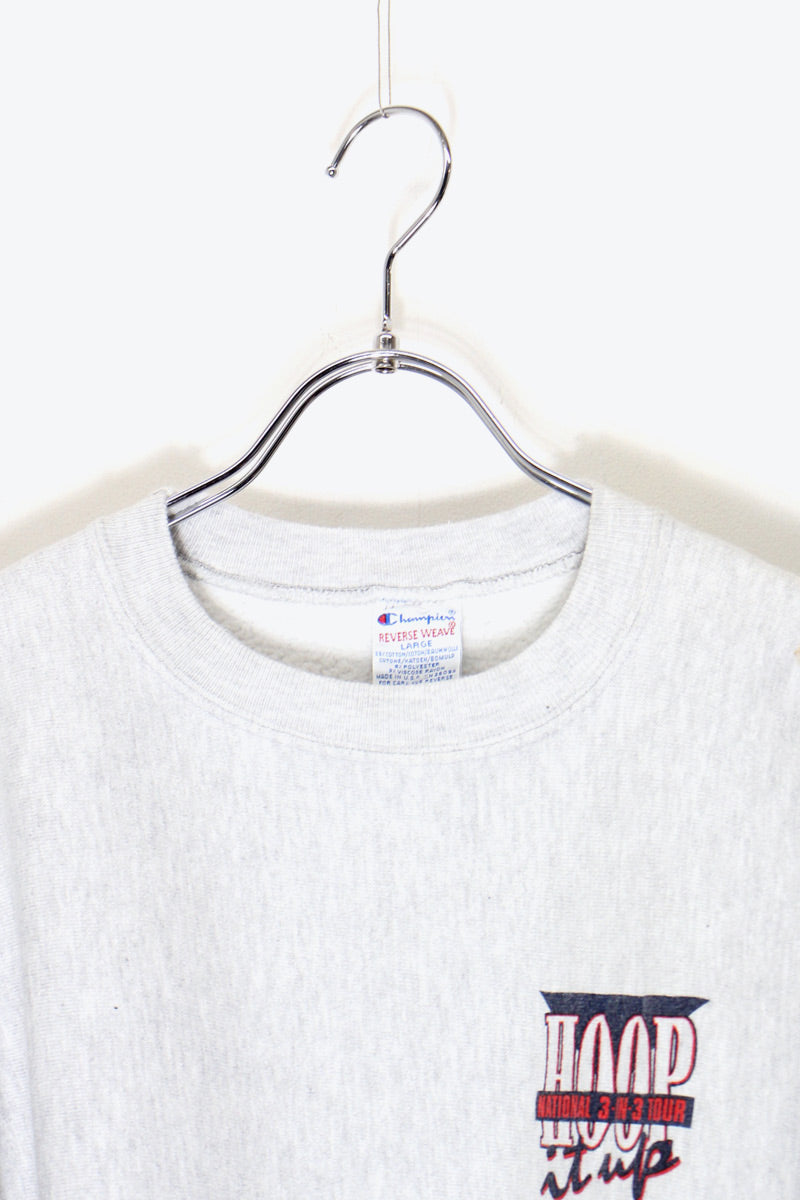 MADE IN USA 90'S HOOP PRINT REVERSE WEAVE SWEATSHIRT / GRAY [ SIZE:L USED ]