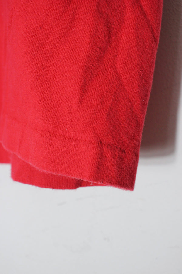 MADE IN USA 90'S S/S BULL DURHAM PRINT POCKET T-SHIRT / RED [SIZE: L USED]