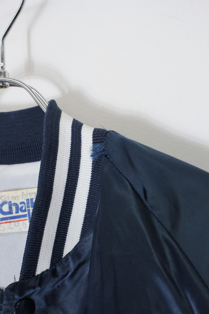 MADE IN USA 90'S MLB NY YANKEES NYLON STADIUM JACKET / NAVY [SIZE: L USED]