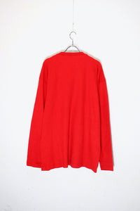 L/S HENLEY NECK T-SHIRT DEADSTOCK/NOS / RED［ SIZE:S USED ]