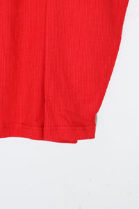 L/S HENLEY NECK T-SHIRT DEADSTOCK/NOS / RED［ SIZE:S USED ]