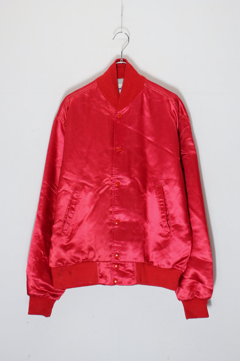 MADE IN USA 80s MTV NYLON STADIUM JACKET / RED [SIZE: M USED]