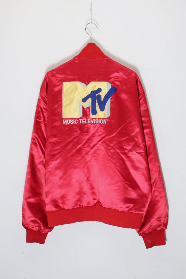 MADE IN USA 80s MTV NYLON STADIUM JACKET / RED [SIZE: M USED]