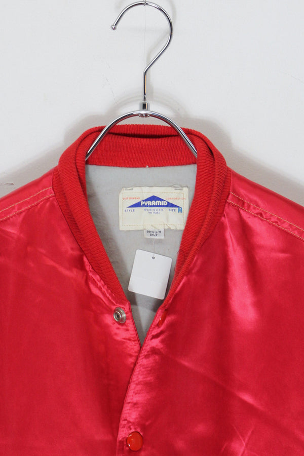MADE IN USA 80s MTV NYLON STADIUM JACKET / RED [SIZE: M USED]