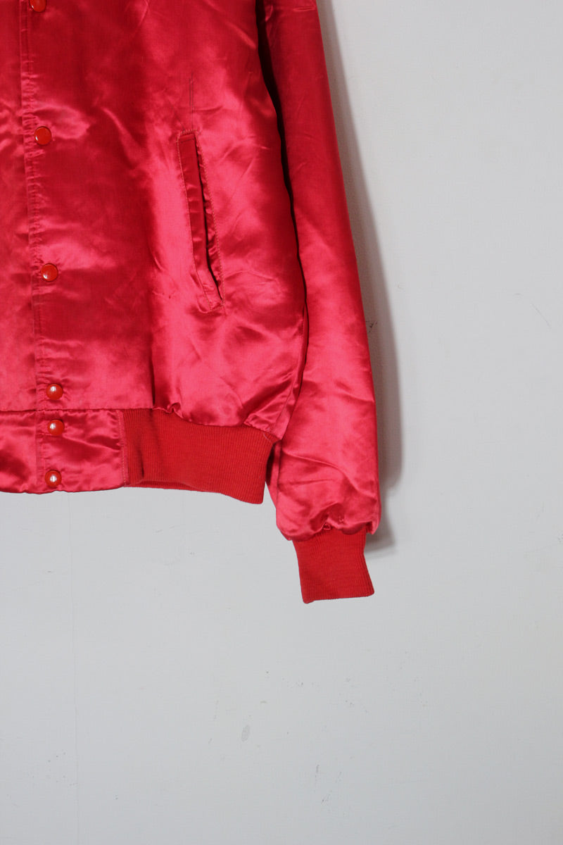 MADE IN USA 80s MTV NYLON STADIUM JACKET / RED [SIZE: M USED]