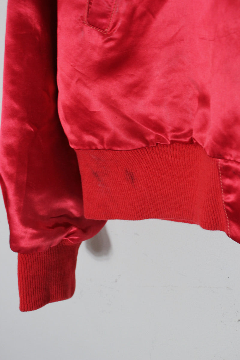 MADE IN USA 80s MTV NYLON STADIUM JACKET / RED [SIZE: M USED]